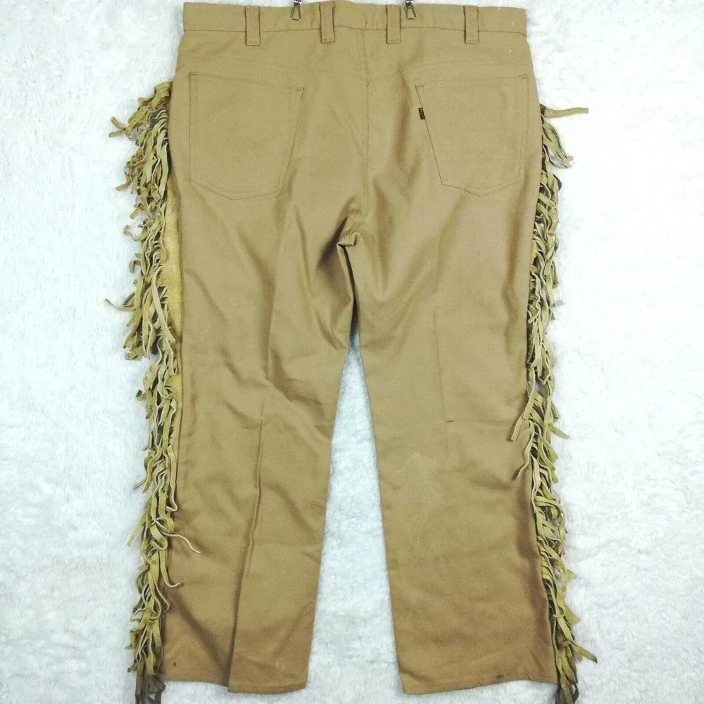 Vtg Levi's Mens Pants 546 Brown‎ Native American Cowboy Western Fringe 44x30